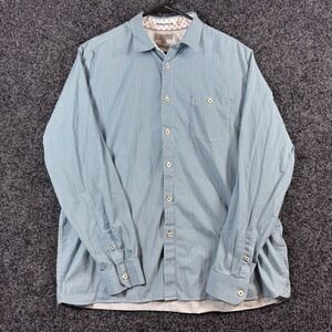 Ted Baker London Mens Blue Geometric Hexagon Print Button Down Shirt Size 7 XXL